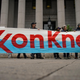 Environmental activists rally for accountability for fossil fuel companies outside of New York Supreme Court on October 22, 2019 in New York City.